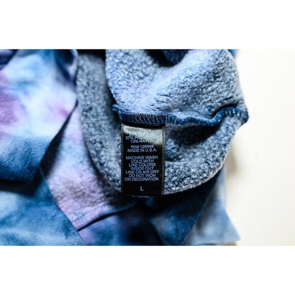 Aviator Nation Tie Dye Hoodie Hooded Sweatshirt Blue Purple Kangaroo pocket L - Picture 9 of 10